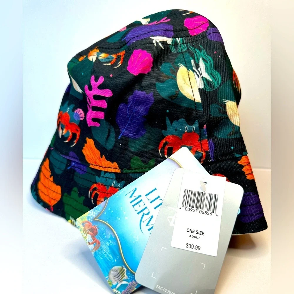 Disney Parks Little Mermaid Reversible Bucket Hat Adult Size NWT